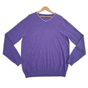 FootJoy 1857 Mens Purple 100% Cashmere V-Neck Golf Sweater XL Extra Large